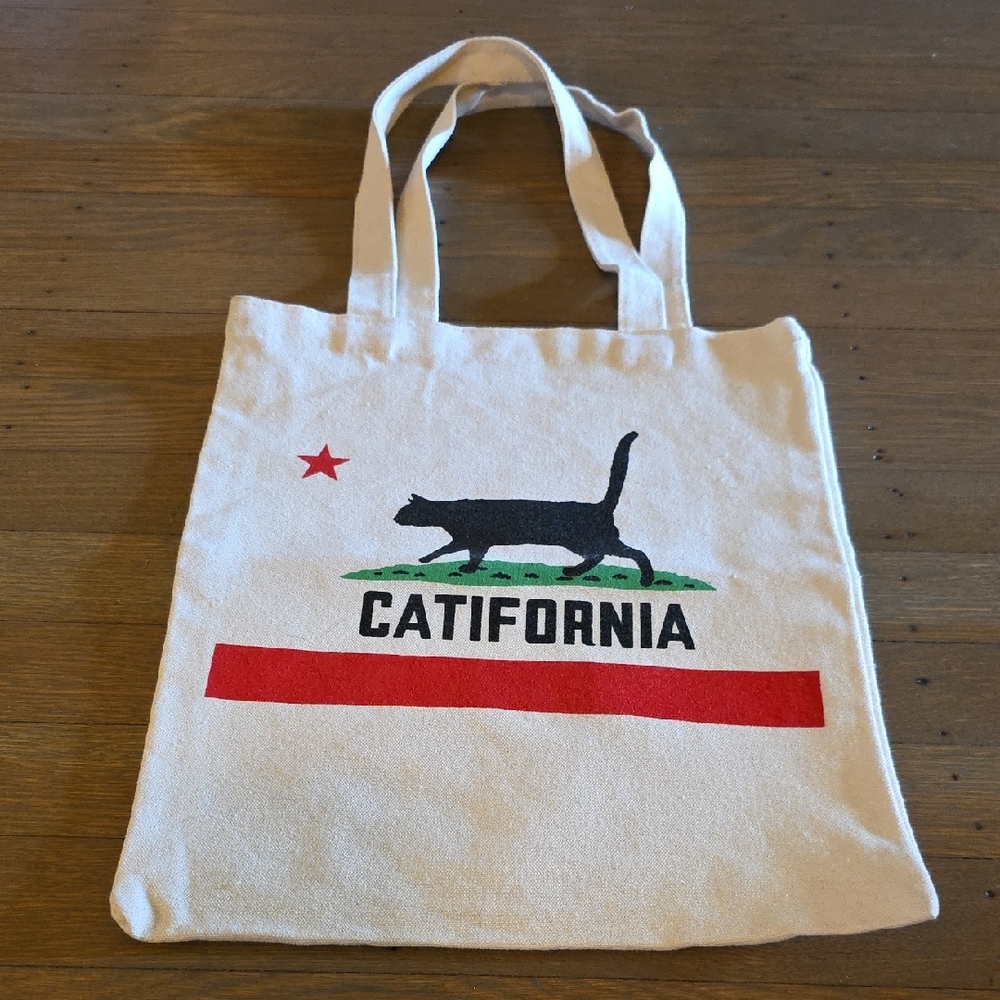 "Catifornia" Cream Tote Bag 11x13"  Cat Lover
